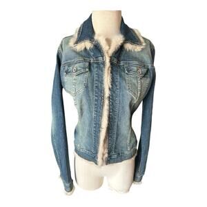 Allen B fur trimmed denim jacket Medium